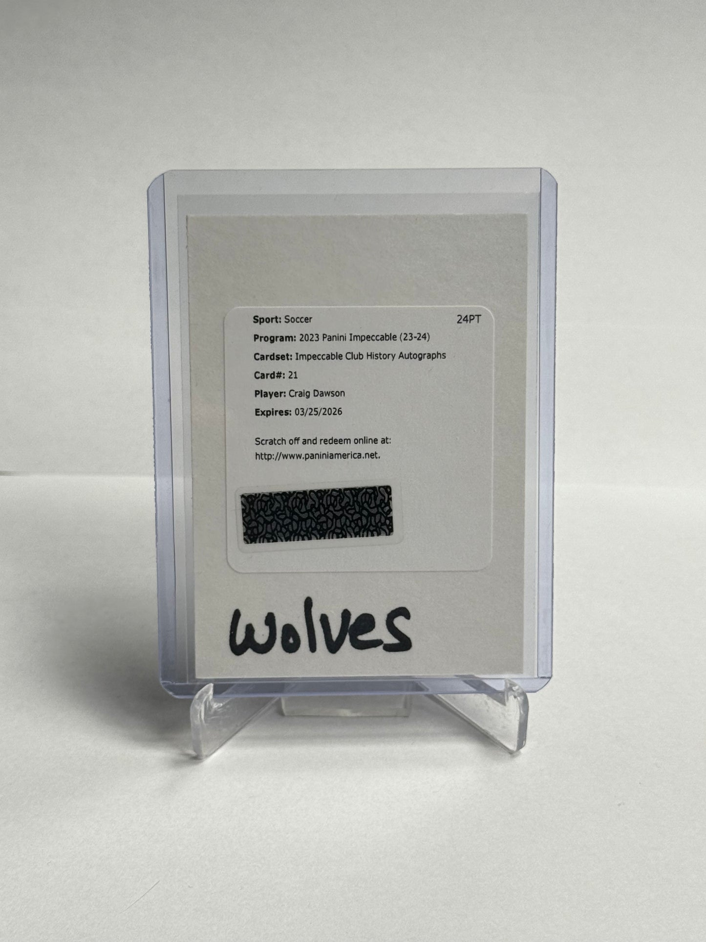 Craig Dawson - Club History Auto Redemption - Wolves