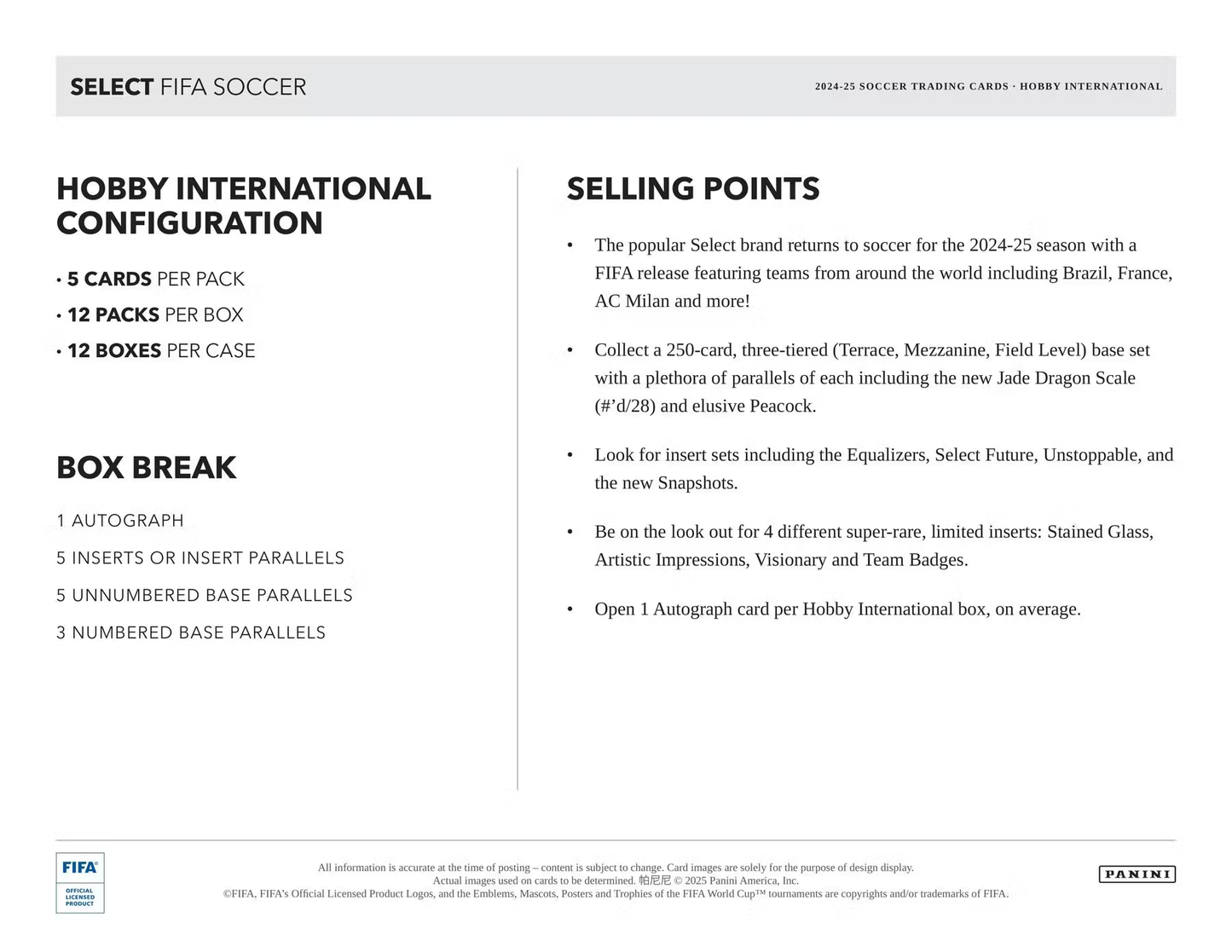 2024-25 Select Fifa International Hobby Boks