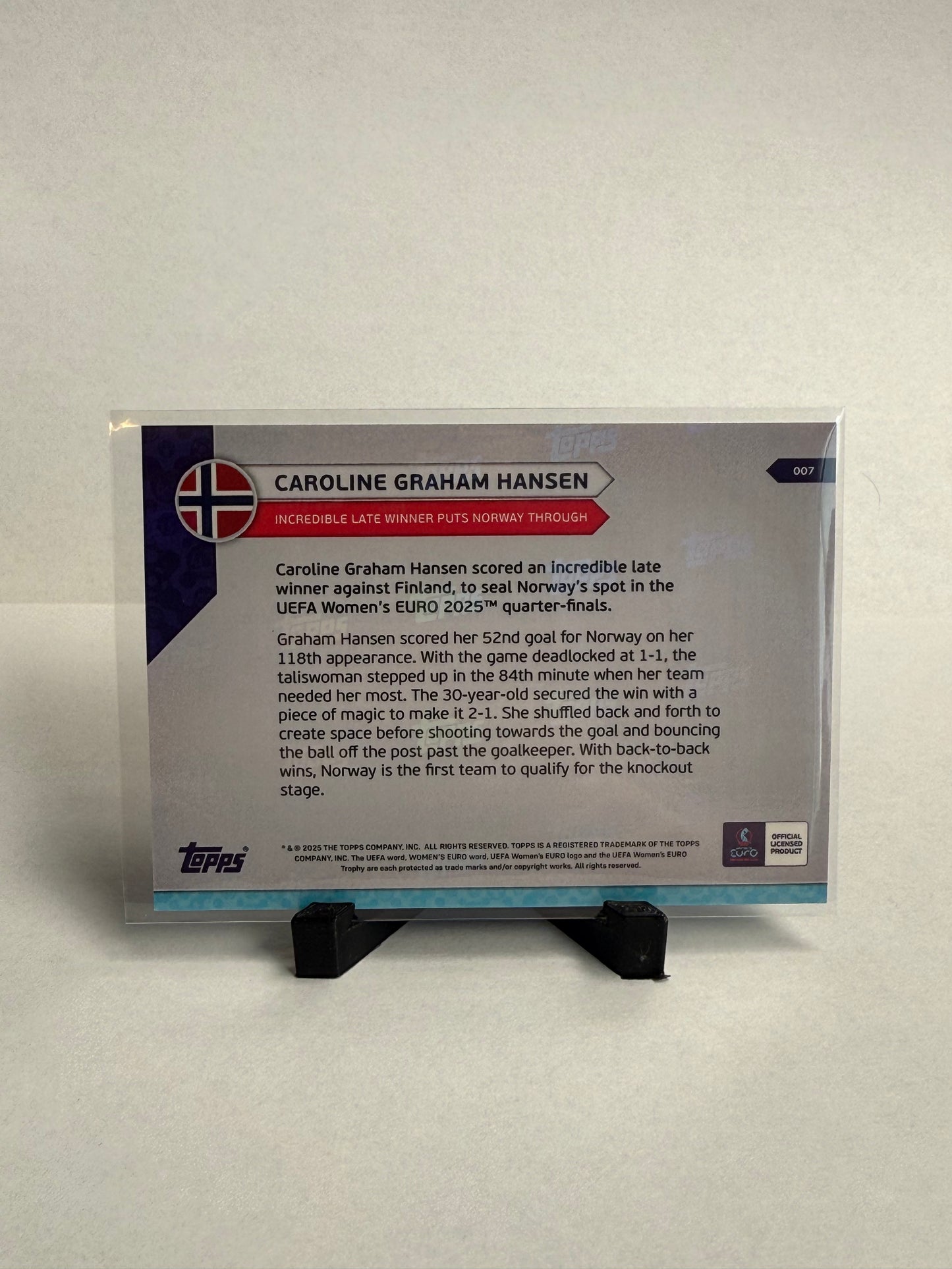 Caroline Graham Hansen - UEFA Women’s EURO 2025 Topps NOW - Card 7 - PR: 234