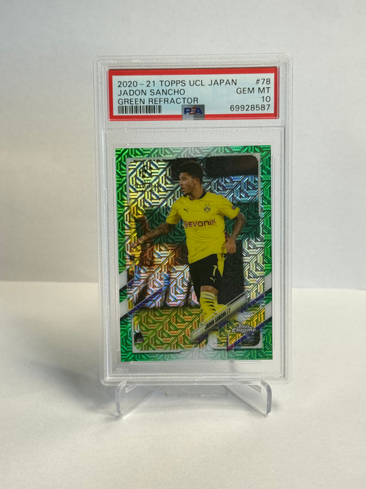 Jadon Sancho – Topps UCL Chrome Green Refractor /99 (PSA 10)